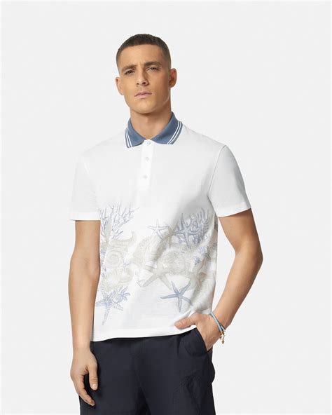 versace polo hemd bianco stampa|Versace polo shirts.